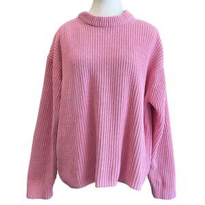 UNIQLO BUBBLEGUM PINK CREWNECK BULKY KNIT SWEATER - M